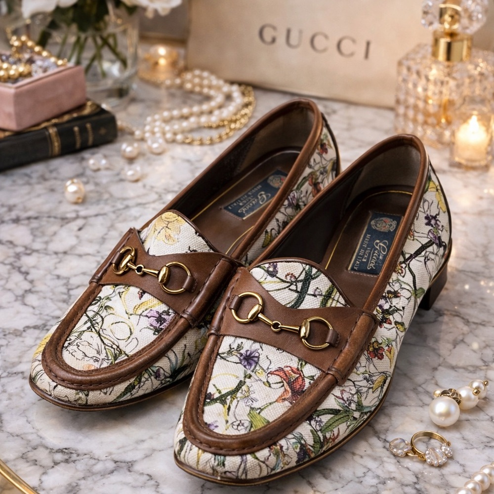 Rare Gucci 1954 Flora Loafers Collector’s Print Iconic Vintage Style size 40 - Picture 6 of 14